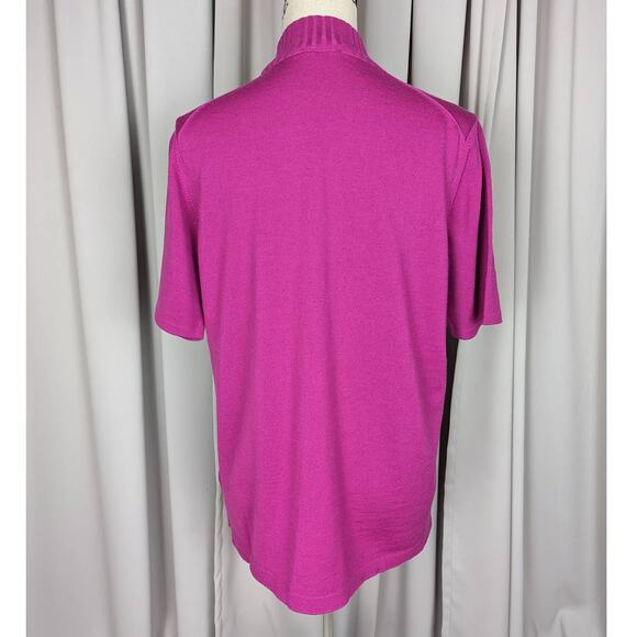Vintage Marz Wool Short Sleeve Mock Neck Sweater Fuschia Size 14 - Picture 2 of 12